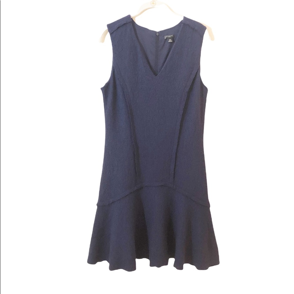 Ann Taylor navi blue sleeveless bottom ruffle shift dress size 10P